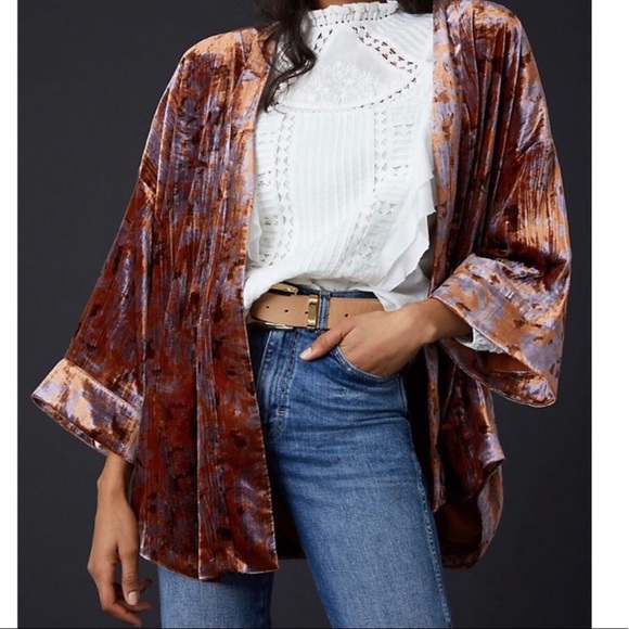 Anthropologie Jackets & Blazers - Anthropologie Esme Velvet Kimono Jacket size M will fit larger